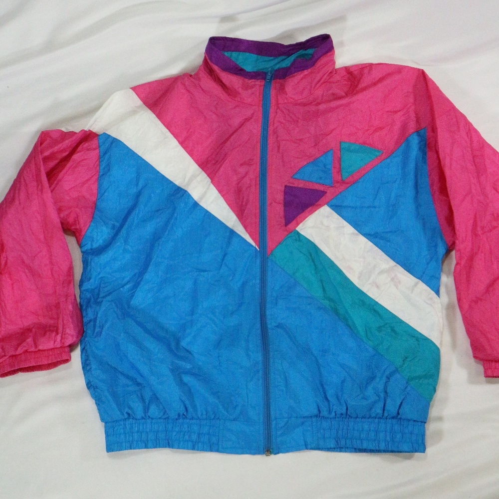 VTG BOCCO Multicolor Colorblock Windbreaker Jacket Sz Large - Picture 2 of 8